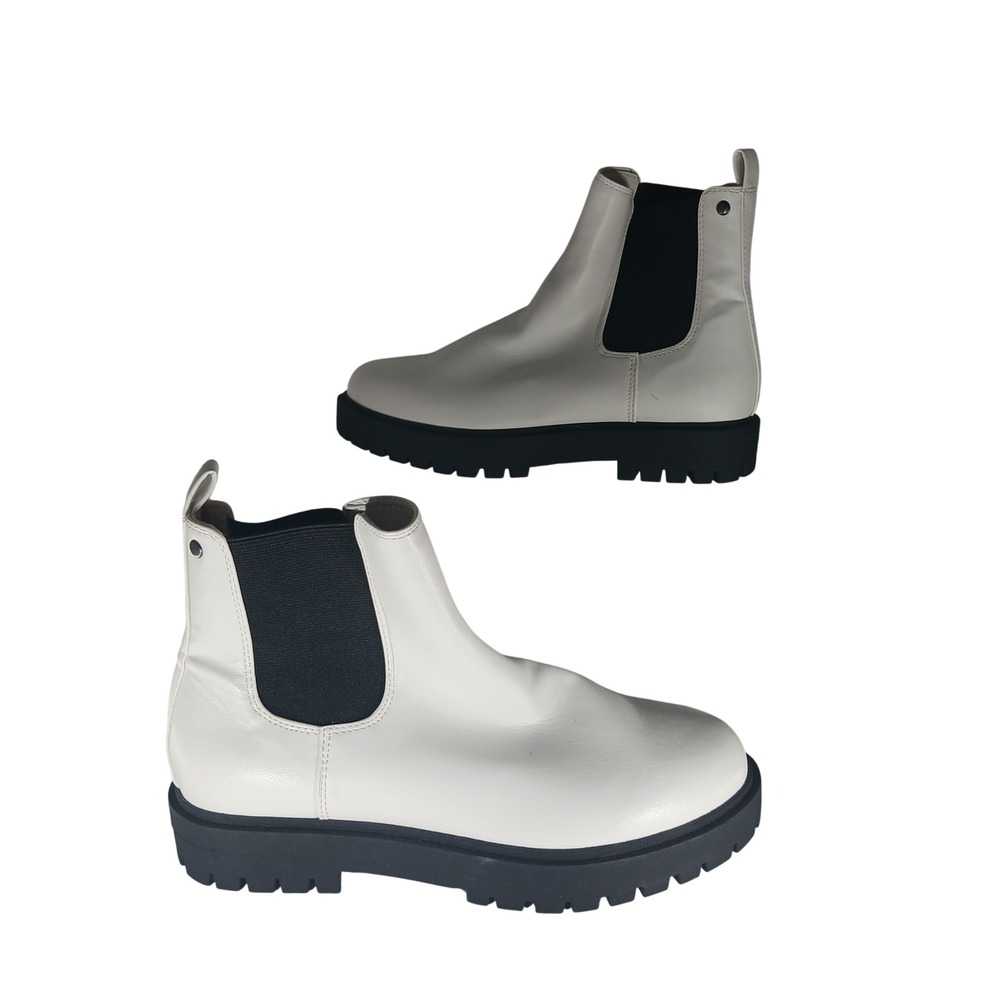 Rollda Chelsea Boots 6.5 White Chunky Lug Sole Platform Ankle Booties XZ14WCP